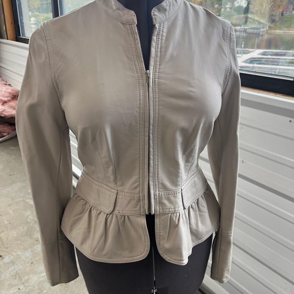 INC International Concepts Women's Taupe Leather Jacket
